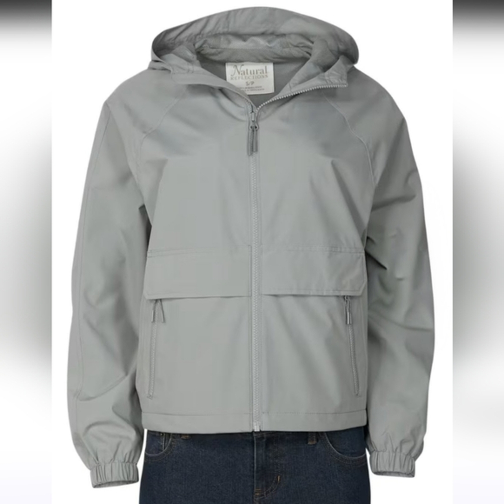 Natural Reflections Landscape Windbreaker Rain Jacket Size XL Light Grey Outdoor